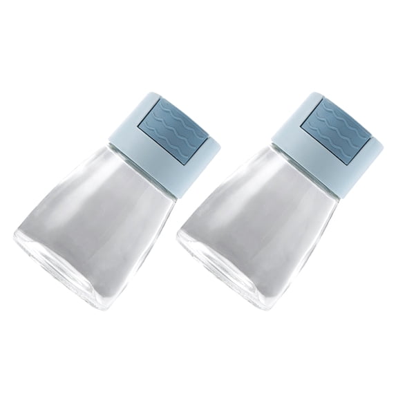 CIMAXIC Kitchen Seasoning Jars Blue Glass 2Pcs Press Type Dispensing