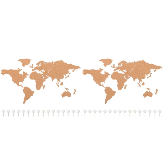CIMAXIC Khaki Cork Board World Map Self-Adhesive for Wall Decor 2Sets