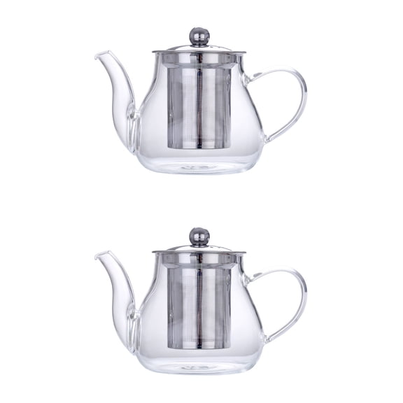 CIMAXIC Clear Glass Teapot, 360-Degree View, Easy Hold Handle, Perfect for Loose Leaf Tea 2Sets