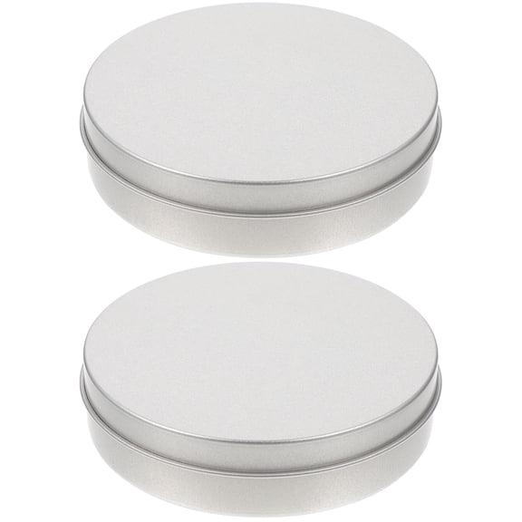 CIMAXIC Round Tinplate Container Silver for Candy and Jewelry Storage 2Pcs