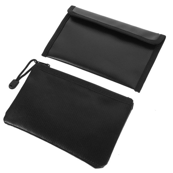 CIMAXIC Fireproof File Bag, Black, Water Resistant, Portable Document Organizer, 2Pcs