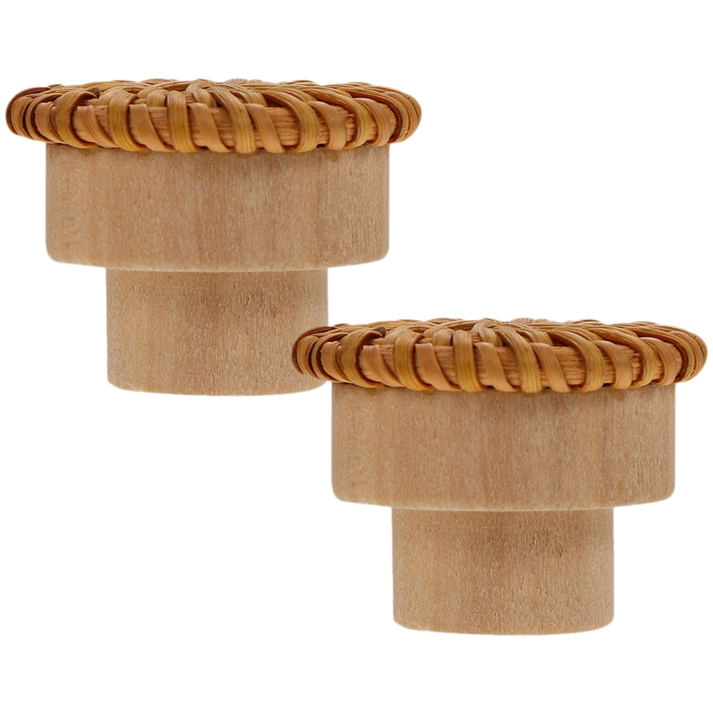 WynBing 2Pcs Wooden Dresser Knobs Rattan Pulls Creative Furniture Handles