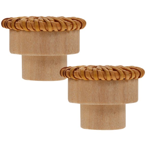 WynBing Set of 2 Wooden Dresser Knobs with Rattan Cabinet Pulls - and Stylish Furniture Handles