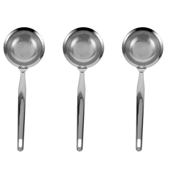 CIMAXIC Stainless Steel Skimmer Spoon for Kitchen 3Pcs - Silver, Perforated Design, Effort-Saving