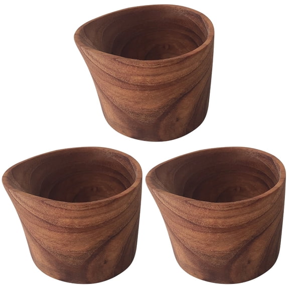 CIMAXIC Handmade Wooden Milk Cups Light Brown Retro Design for Drink Use 3Pcs