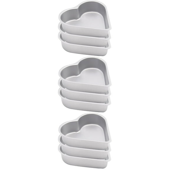 CIMAXIC Heart Shaped Pudding Molds Plated Silver Non-Stick for Home Baking 9Pcs