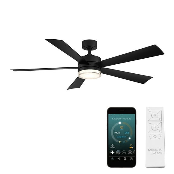 Wynd 52" Matte Black Integrated LED Smart Ceiling Fan with Remote Control