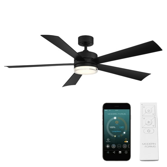 Wynd 60" Matte Black Integrated LED Smart Ceiling Fan with Remote Control
