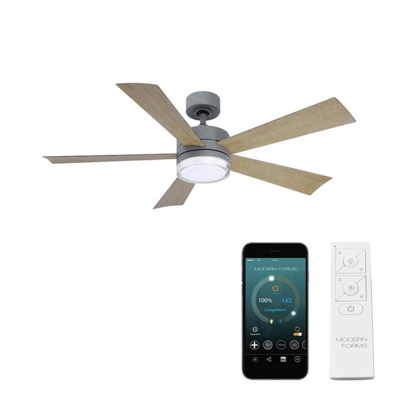 Wynd 52" Graphite/Weathered Gray Integrated LED Smart Ceiling Fan with Remote Control