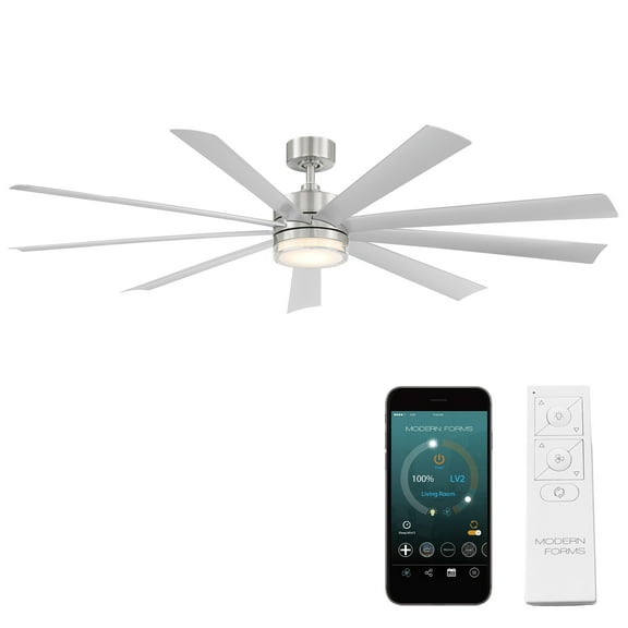 Wynd XL 72" Stainless Steel Integrated LED Smart Ceiling Fan with Remote Control