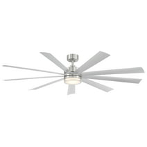 Wynd XL Indoor and Outdoor 9-Blade Smart Ceiling Fan 72in Stainless Steel with 3000K LED Light Kit and Remote Control