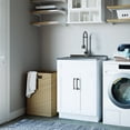 thumbnail image 1 of Wynden Hall Hartland Contemporary 24 inch Laundry Cabinet with Faucet and Stainless Steel Sink - 23.6'' W x 52'' H x 19.7'' D Pure White, 1 of 2