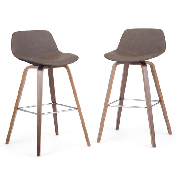 WyndenHall Cacey Mid Century Modern Bentwood Counter Height Stool (Set of 2) - 20.7'' x 21.1'' x 36.6 Distressed Chocolate Brown Natural Finish