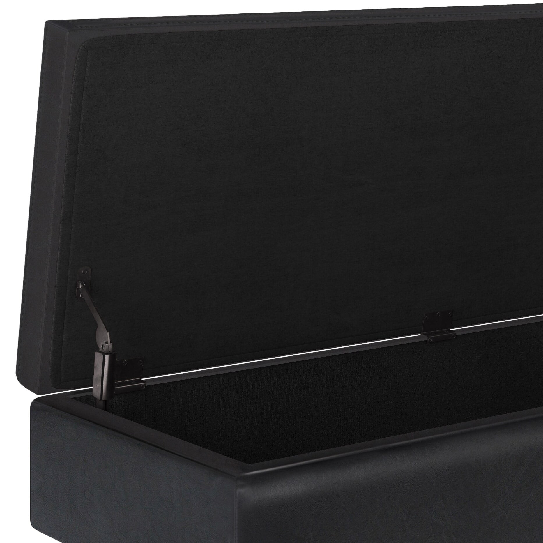 Ethan Midnight Black Faux Leather Storage Ottoman