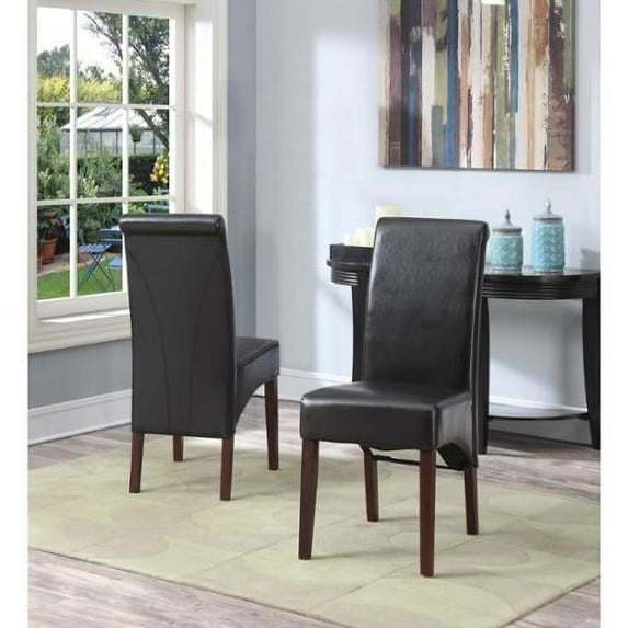 WyndenHall Franklin Transitional Deluxe Parson Dining Chair (Set of 2) - 17.7"w x 19.7"d x 40.2"h Dining Chairs Tanners Brown Faux Leather,Foam