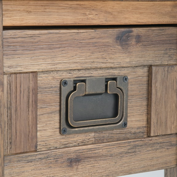 WyndenHall Garret SOLID ACACIA WOOD 14 inch Wide Rectangle Rustic Narrow Side Table - 14" W x 24" D x 20" H Rustic Natural Aged Brown Distressed,