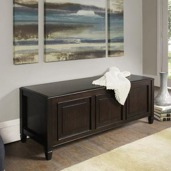 WyndenHall  Hampshire SOLID WOOD 51 inch Wide Traditional Storage Bench Trunk - 51 W x 18 D x 20.75 H Chestnut Vintage