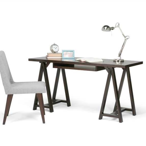 WyndenHall Hawkins SOLID WOOD Modern Industrial 60 inch Wide Writing Office Desk