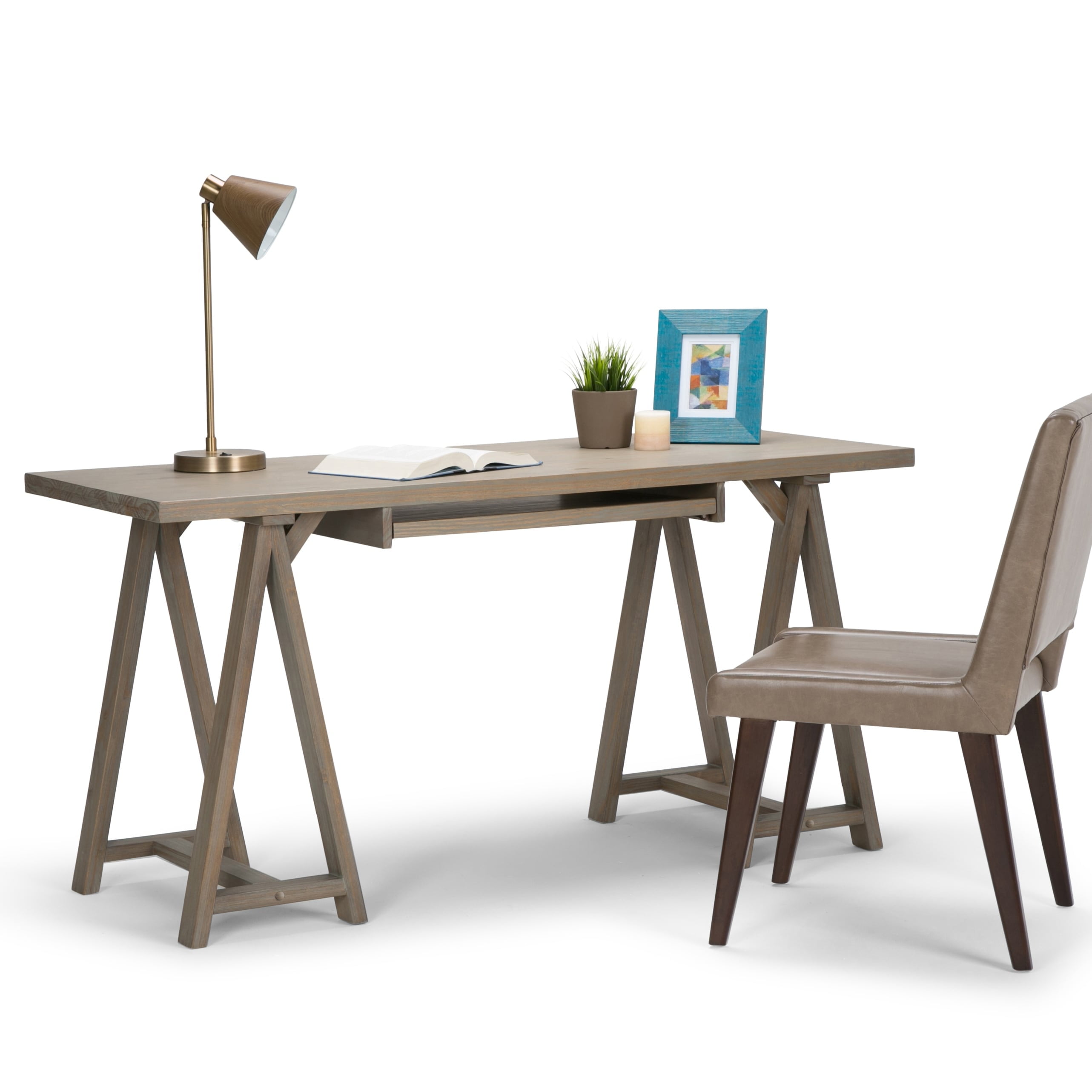 Wyndenhall hawkins solid wood modern industrial 60 inch wide writing office desk deals