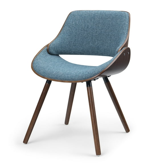 WyndenHall  Malone Mid Century Modern Bentwood Dining Chair Denim Blue With Wood Back 22.8" D x 20.9" W x 30.9" H Wood Finish Polyester