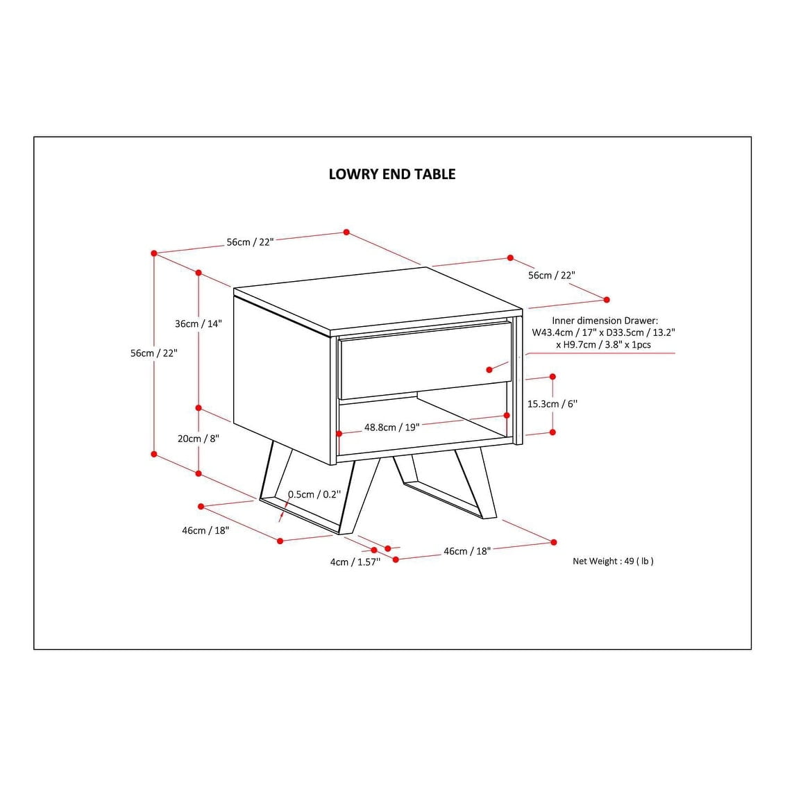 WyndenHall Mitchell SOLID WOOD / Metal 22 inch wide Square Modern ...