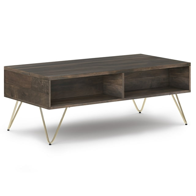 WyndenHall Moreno Mango Wood Metal Rectangle Industrial Lift Top Coffee Table Ebony 48 W x 24 D x 22 H