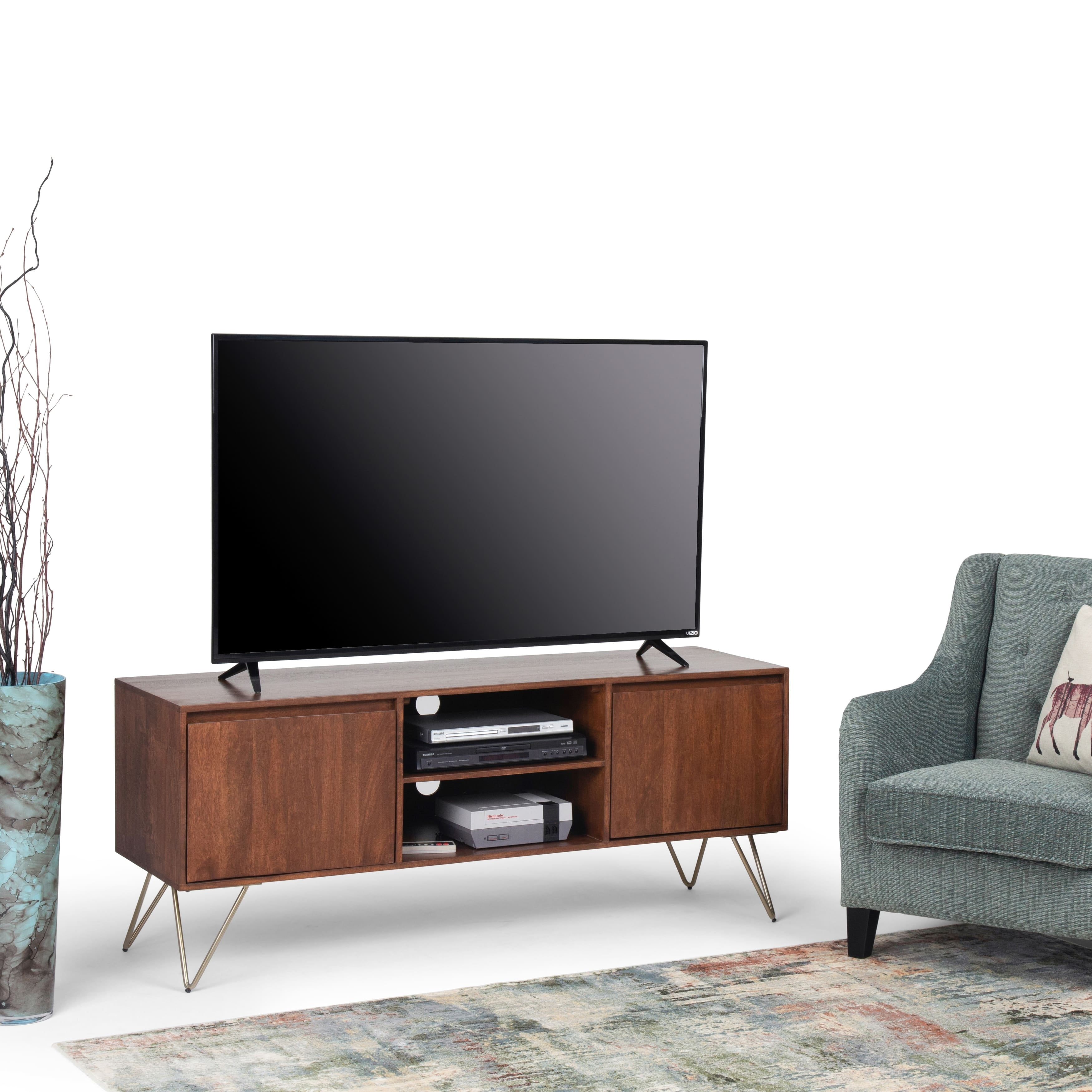 Moreno 60" Umber Brown Mango Wood TV Stand with Cabinets
