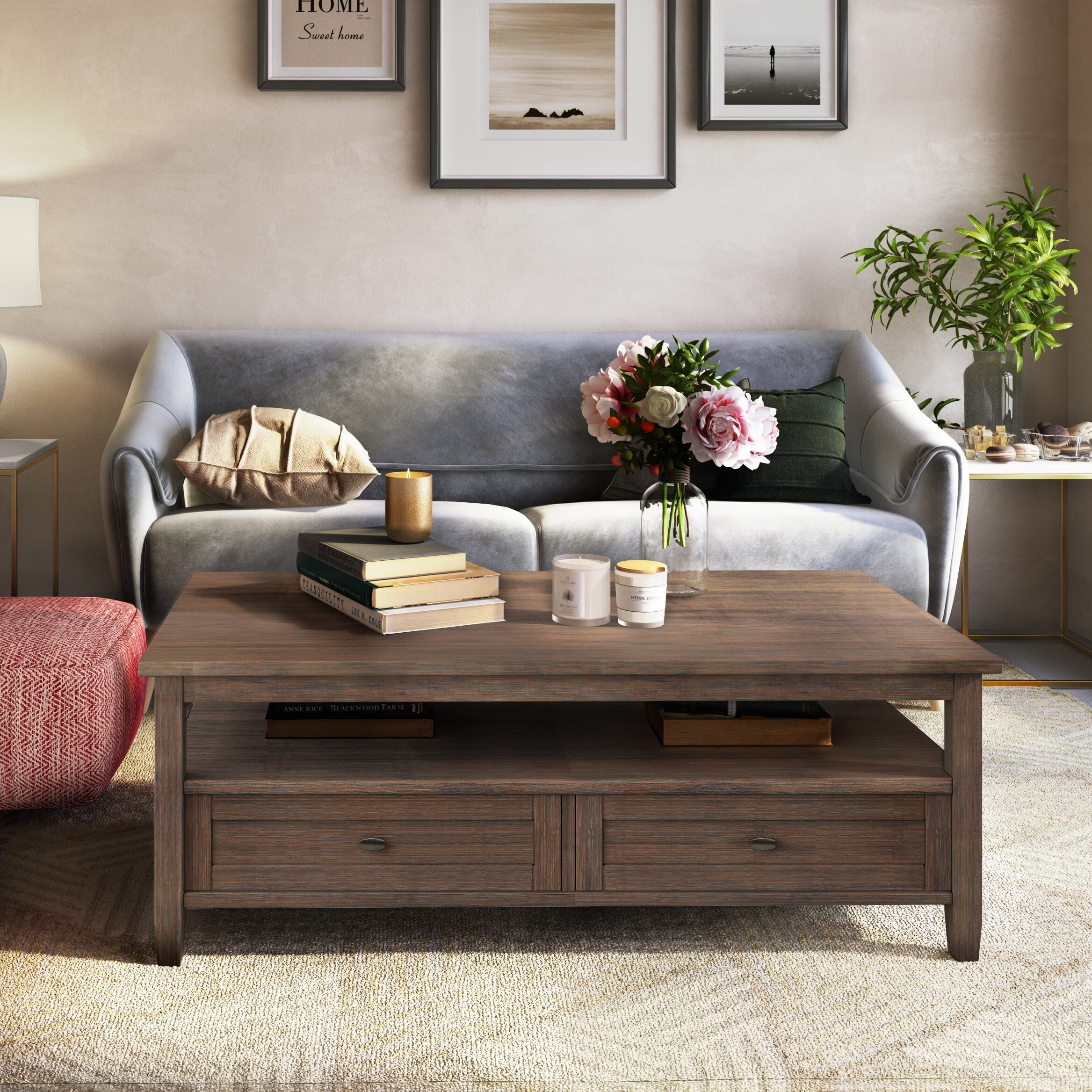 WyndenHall Norfolk Wood Transitional Coffee Table 48 Inches wide