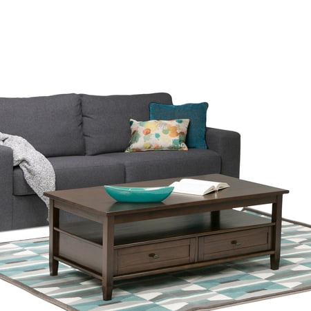 WyndenHall Norfolk Wood Transitional Coffee Table - 48 Inches wide Tobacco Brown Stained,Lacquer