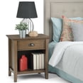 thumbnail image 1 of WyndenHall  Normandy SOLID WOOD 24 inch Wide Bedside Nightstand Table Rustic Natural Aged Brown Stained, Wood Finish, 1 of 5