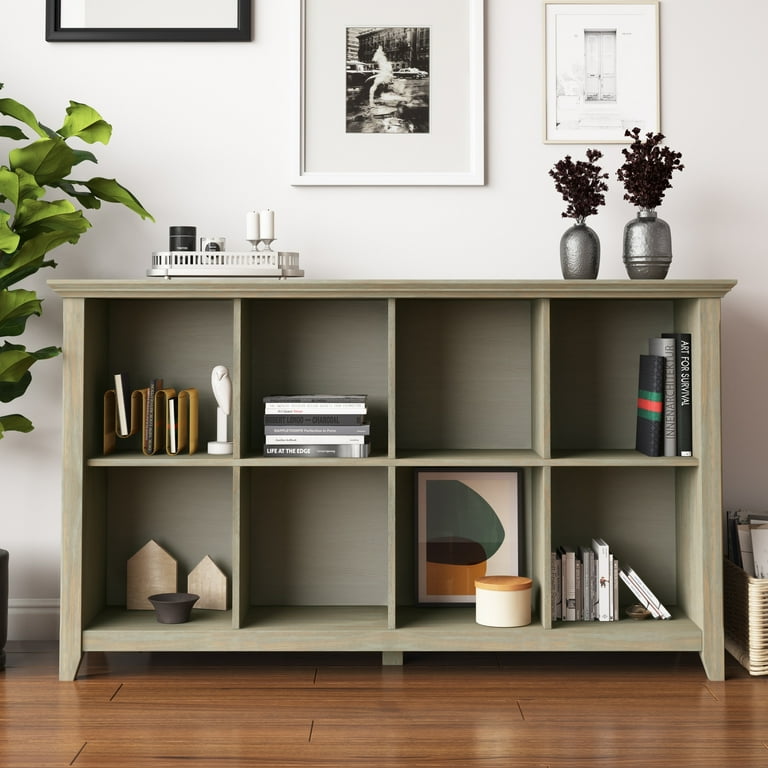 WyndenHall Normandy SOLID WOOD 57 inch Transitional 8 Cube Storage Sofa Table 57