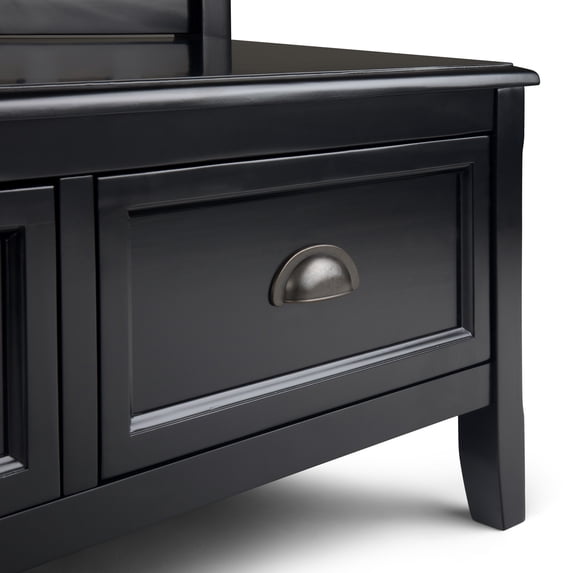 WyndenHall Portland SOLID WOOD 42 inch Wide Transitional Entryway Storage Bench with Drawers - 42 Inches wide Black Painted