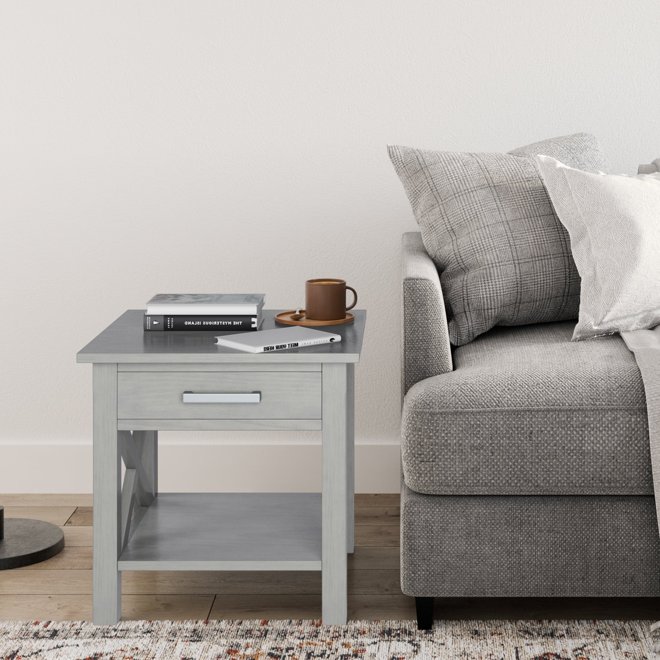 WyndenHall Waterloo SOLID WOOD 21 inch Wide Square Contemporary End ...