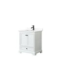 thumbnail image 1 of Wyndham Collection  0.75 x 30 x 22 in. Deborah Single Bathroom Vanity with White Cultured Marble Countertop, Undermount Square Sink & Matte Black Trim, White, 1 of 1