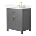 thumbnail image 1 of Beckett 30" Dark Gray Single Vanity & White Quartz Top (3-Hole) & Gold Trim, 1 of 5