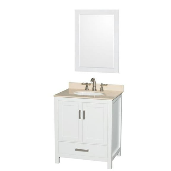 Wyndham Collection 30 in. Sheffield Single Bathroom Vanity in White with White Carrera Marble Countertop - Undermount Square Sink & No Mirror