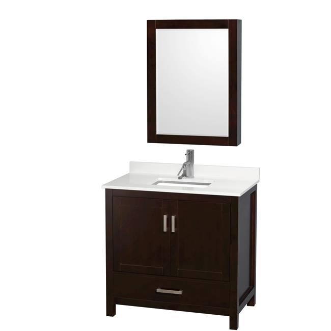 Wyndham Collection 36 in. Sheffield Single Bathroom Vanity with White