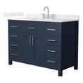 thumbnail image 1 of Beckett 48" Dark Blue Single Vanity & Giotto Quartz Top (3-Hole) & Nickel Trim, 1 of 5