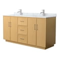 thumbnail image 1 of Elan TK 66" Light Oak Double Vanity & White Carrara Marble Top & Nickel Trim, 1 of 5