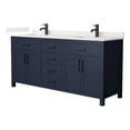 thumbnail image 1 of Beckett 72" Dark Blue Double Vanity & Giotto Quartz Top (1-Hole) & Black Trim, 1 of 5