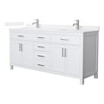 thumbnail image 1 of Beckett 72" White Double Vanity & White Quartz Top (1-Hole) & Nickel Trim, 1 of 5