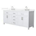 thumbnail image 1 of Beckett 72" White Double Vanity & White Quartz Top (3-Hole) & Nickel Trim, 1 of 5