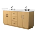thumbnail image 1 of Elan TK 72" Light Oak Double Vanity Giotto Quartz Top (3-Hole) & Black Trim, 1 of 5