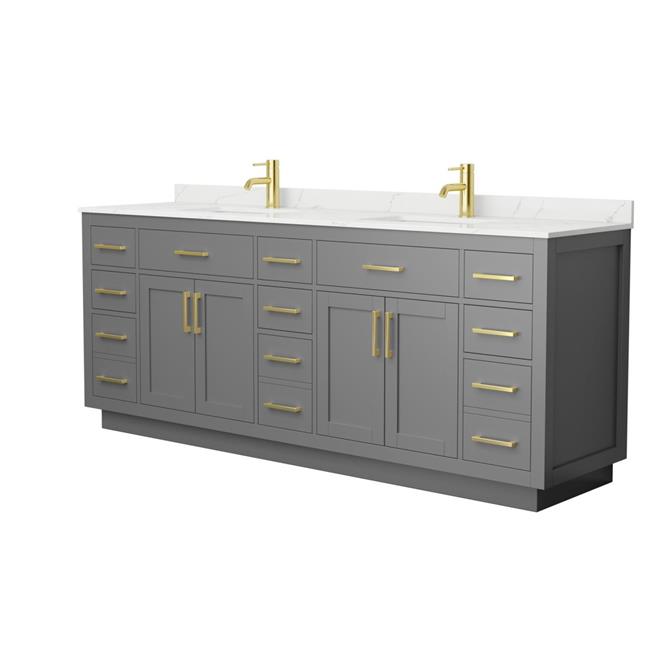Wyndham Collection 84 in. Beckett Double Bathroom Vanity with Toe Kick