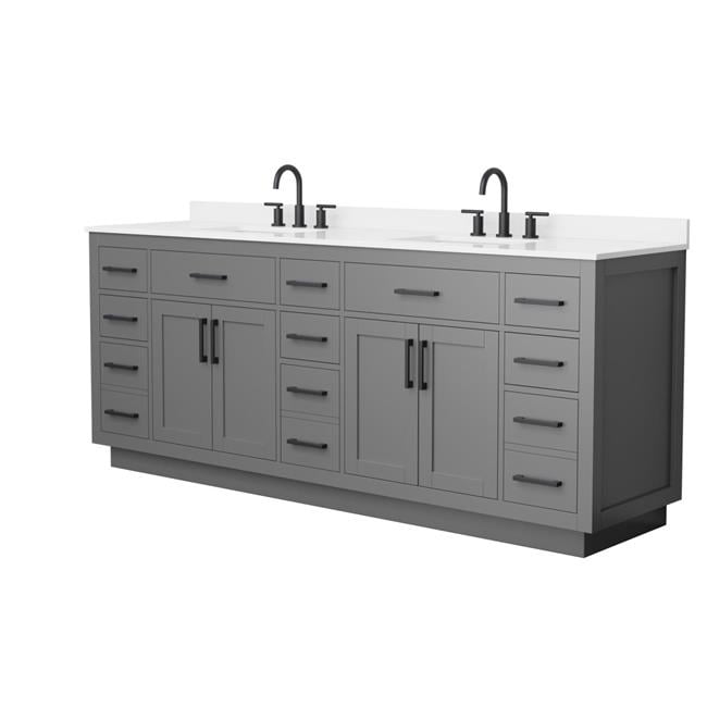 Wyndham Collection 84 in. Beckett Double Bathroom Vanity with Toe Kick