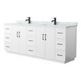 thumbnail image 1 of Elan TK 84" White Double Vanity & White Carrara Marble Top & Black Trim, 1 of 5