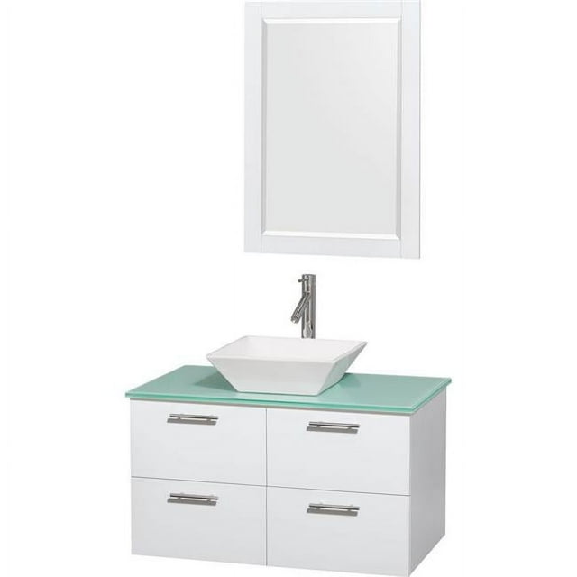 Wyndham Collection Amare 36 inch Single Bathroom Vanity in Glossy White