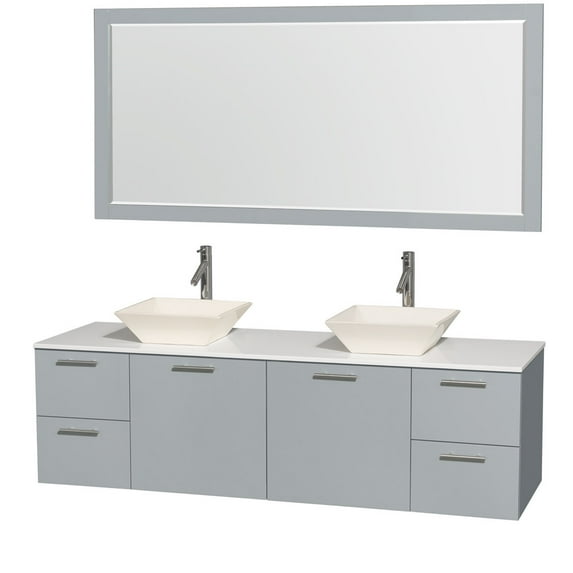 Wyndham Collection WCR410072DDGWSD2BM70 72 inch Double Bathr