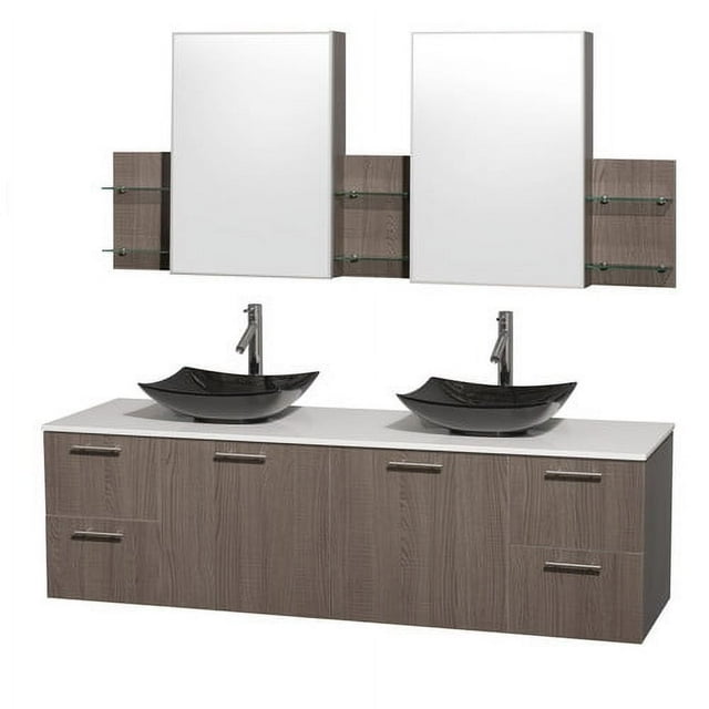 Wyndham Collection Amare 72 inch Double Bathroom Vanity in Gray Oak