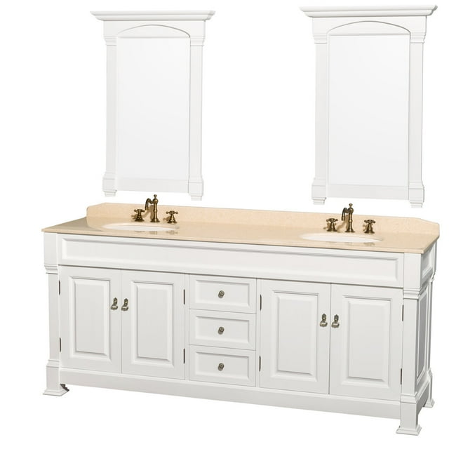 Wyndham Collection Andover 80 inch Double Bathroom Vanity in White with ...